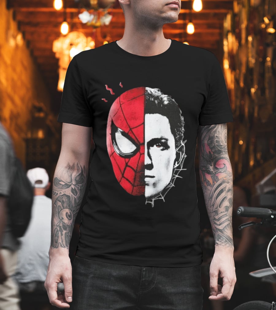 Tom Holland Spider Man Split Face Marvel Mashup T-Shirt