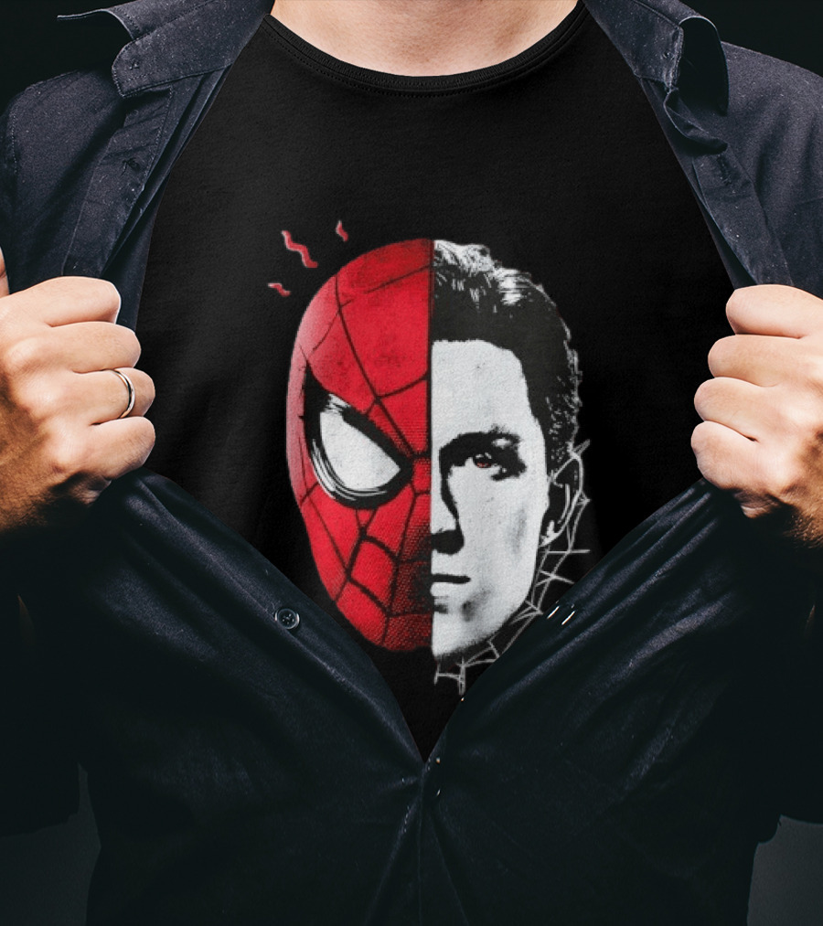 Tom Holland Spider Man Split Face Marvel Mashup T-Shirt