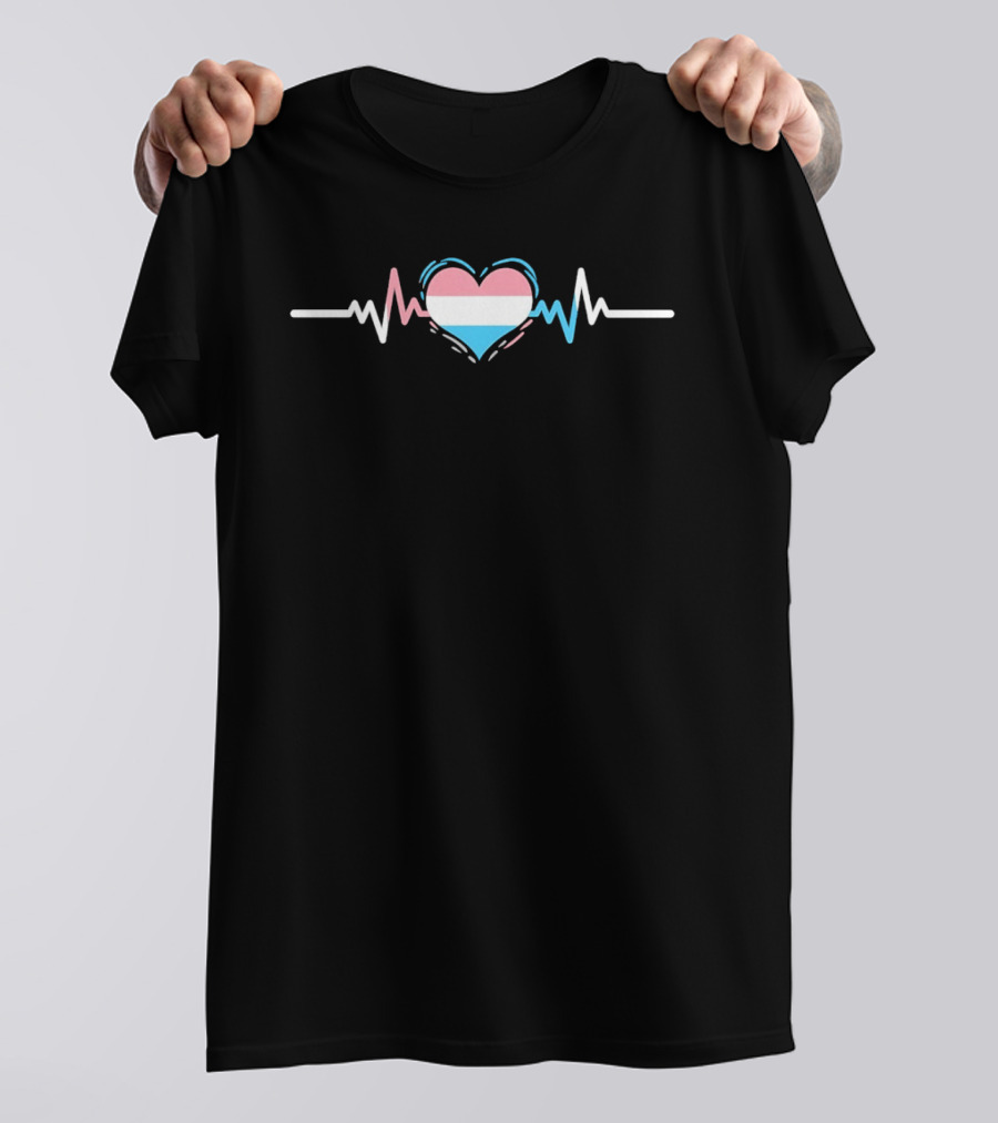 Transgender Pride Flag Heartbeat Line Symbolizing Love And Identity T-Shirt