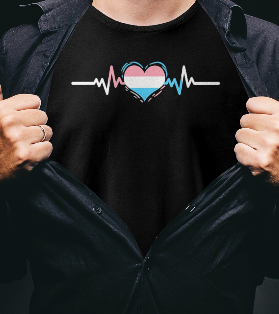 Transgender Pride Flag Heartbeat Line Symbolizing Love And Identity T-Shirt