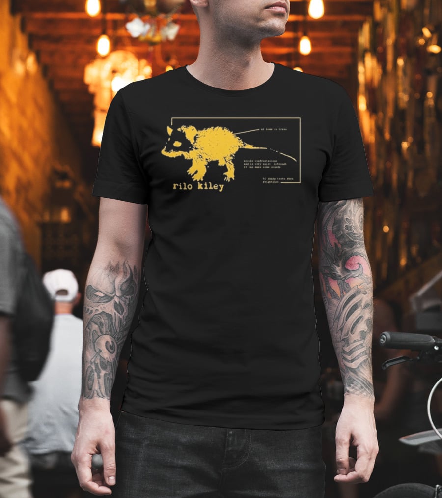 Rilo Kiley Possum Schematic Diagram With Bold Yellow Color T-Shirt