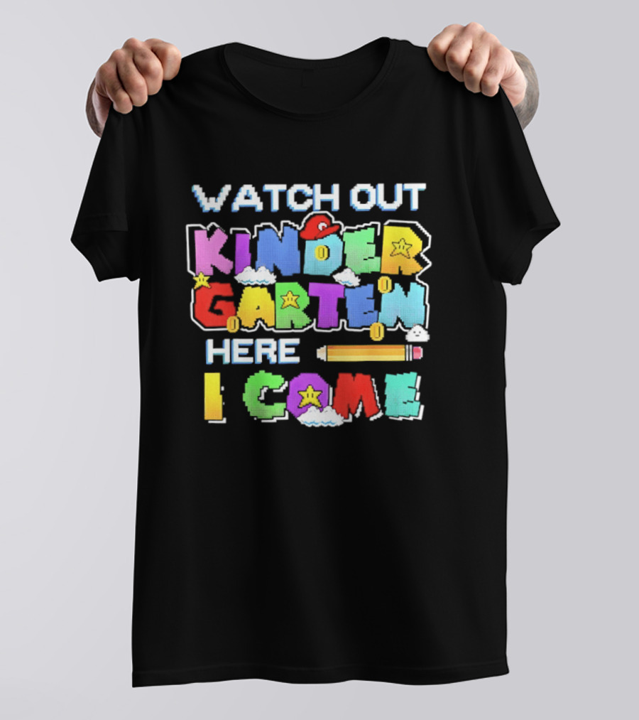Out Kindergarten Here I Come Fun Colorful Back To School Kids T-Shirt