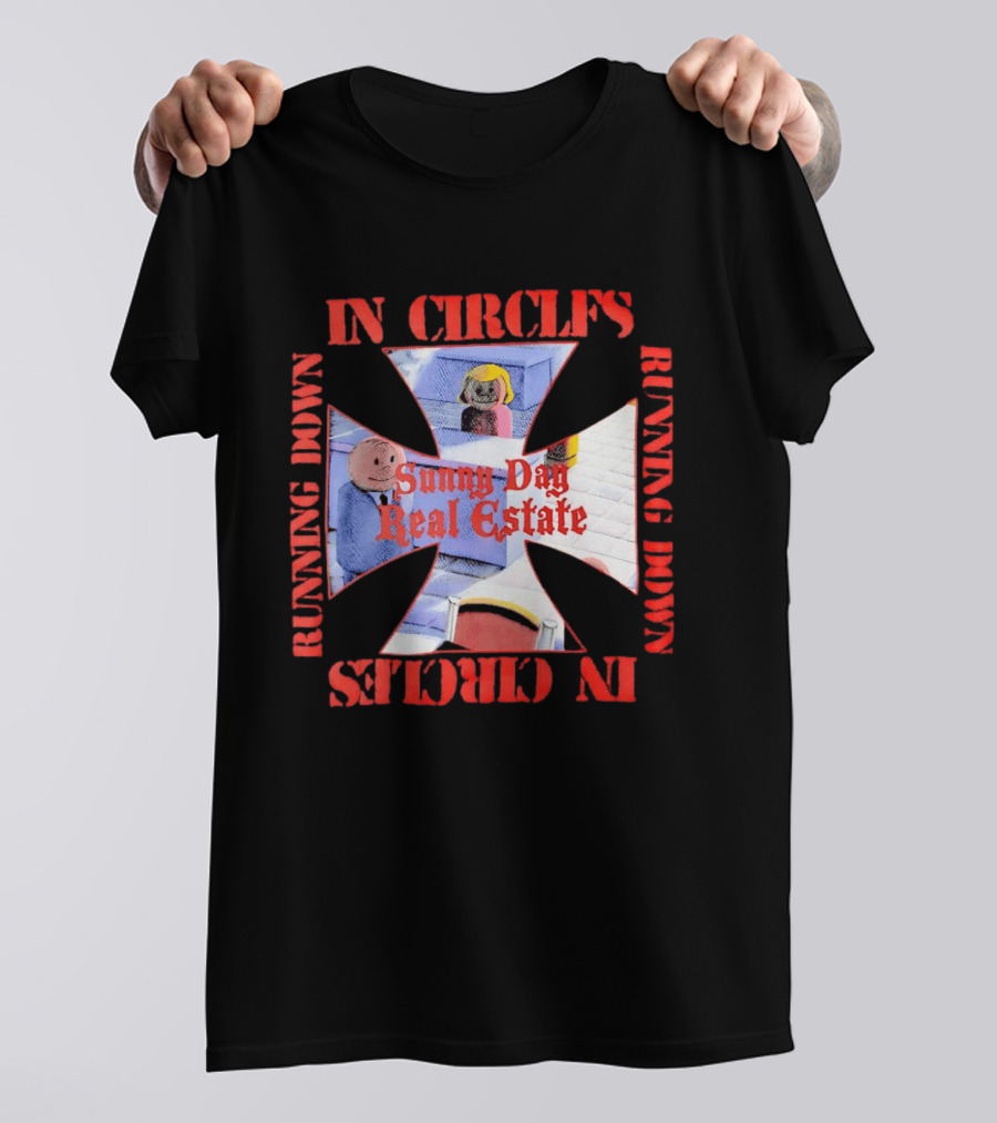 Sunny Day Real Estate In Circles Running Down Vibrant Cross Characters T-Shirt