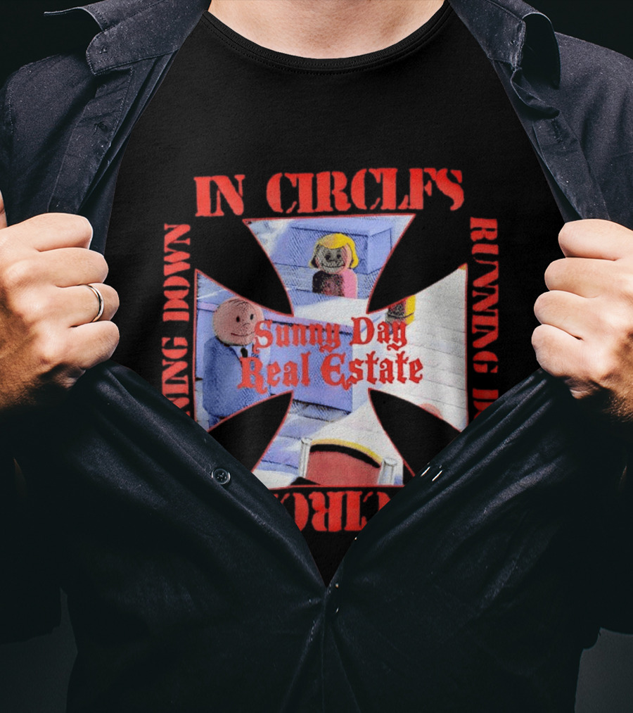 Sunny Day Real Estate In Circles Running Down Vibrant Cross Characters T-Shirt