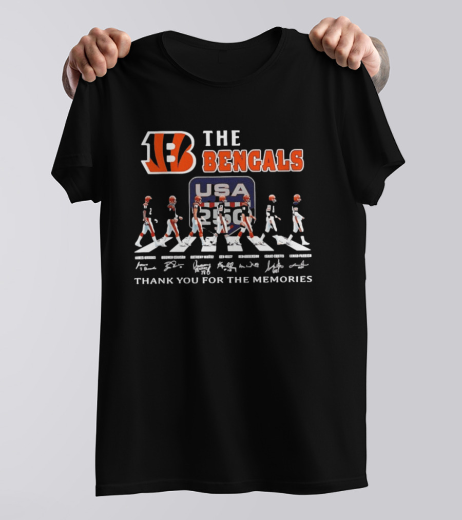 The Bengals James Brooks Boomer Esiason Anthony Munoz Ken Riley Ken Anderson Isaac Curtis Lemar Parrish USA 82 Thank You For The Memories T-Shirt