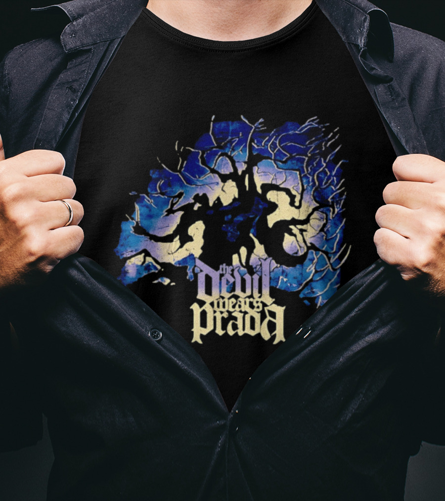 The Devil Wears Prada Blue Skull Dead Tree Art Motif T-Shirt