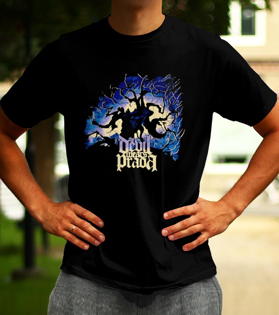 The Devil Wears Prada Blue Skull Dead Tree Art Motif T-Shirt