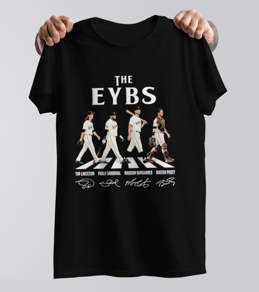 The EYBS Tim Lincicum Pablo Sandoval Madison Bumgarner Buster Posey Signatures Abbey Road SF Giants T-Shirt