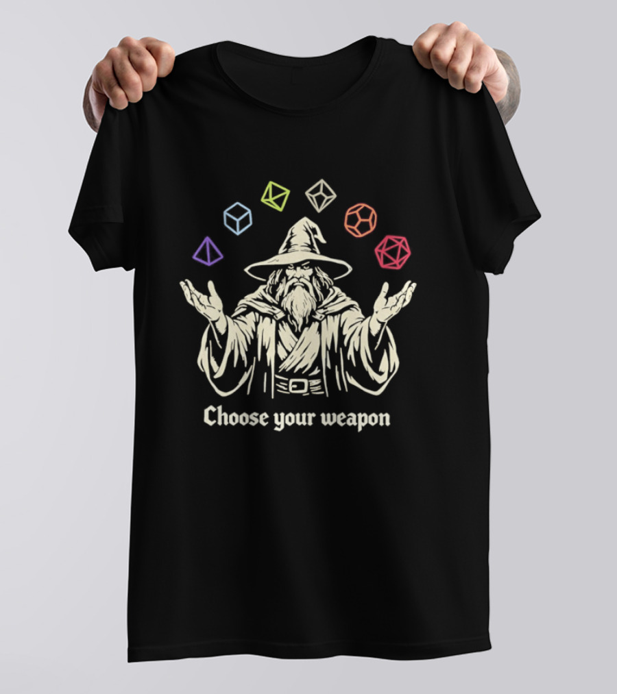 Wizard Juggling DnD Dice Choose Your Weapon T-Shirt
