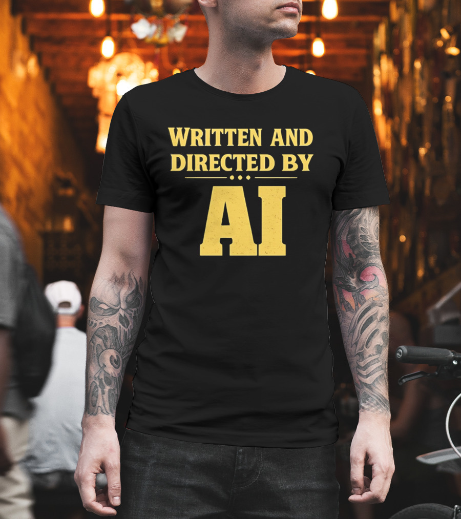 Written And Directed By AI Text Yellow Font T-Shirt