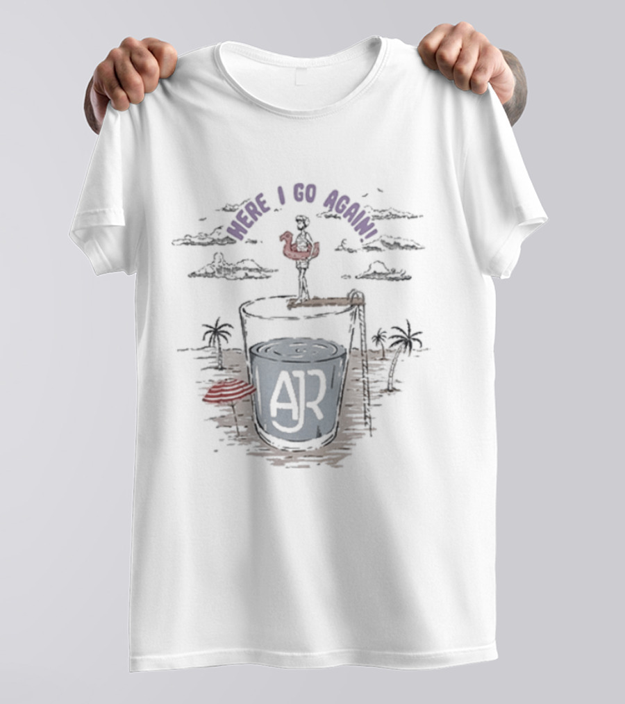 AJR Here I Go Again Red Bird And Island Scene T-Shirt