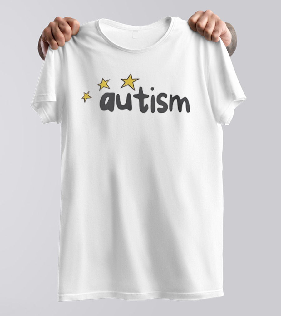 Autism Yellow Stars Bold Type Whimsical T-Shirt