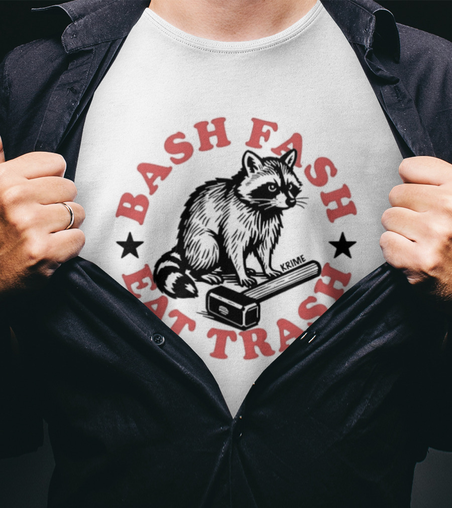 Raccoon Bash Fash Eat Trash Antifa Slogan Star T-Shirt