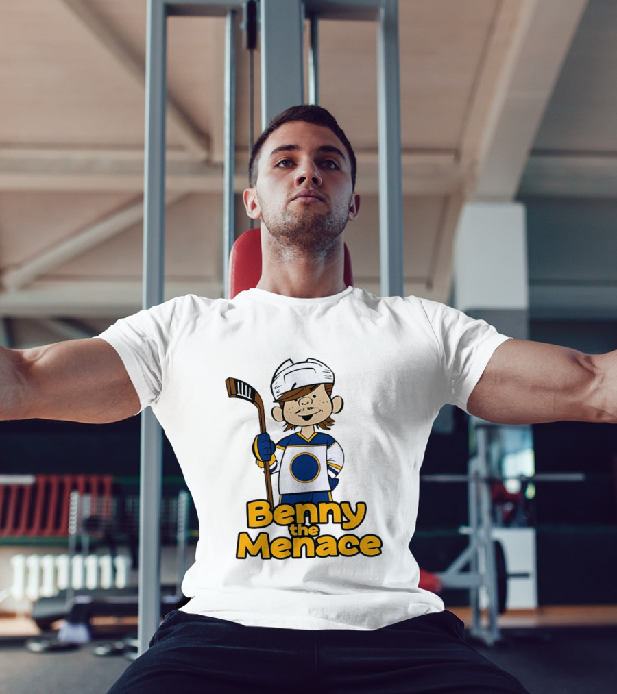 Benny The Menace Jordan Binnington St Louis Blues NHL Hockey Player Cartoon T-Shirt