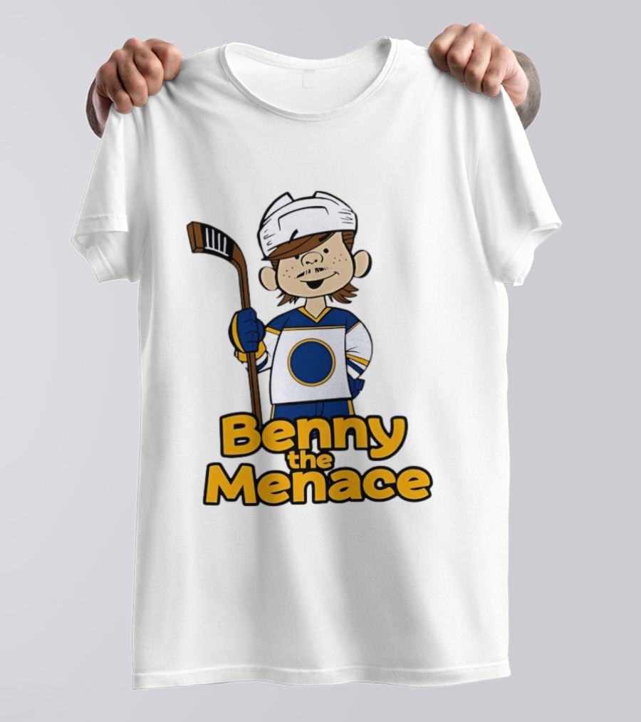 Benny The Menace Jordan Binnington St Louis Blues NHL Hockey Player Cartoon T-Shirt