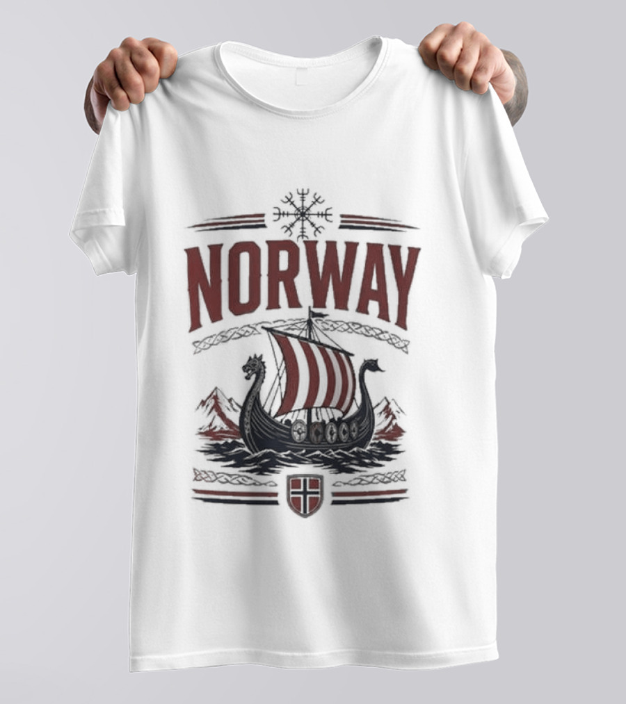 Norway Viking Ship Emblem With Shield T-Shirt
