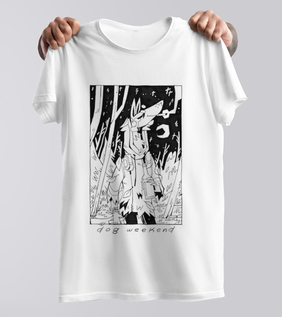 Dog Woods Weekend Forest Scene With Moon And Trees T-Shirt