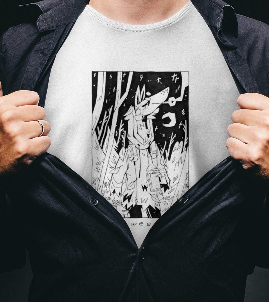Dog Woods Weekend Forest Scene With Moon And Trees T-Shirt