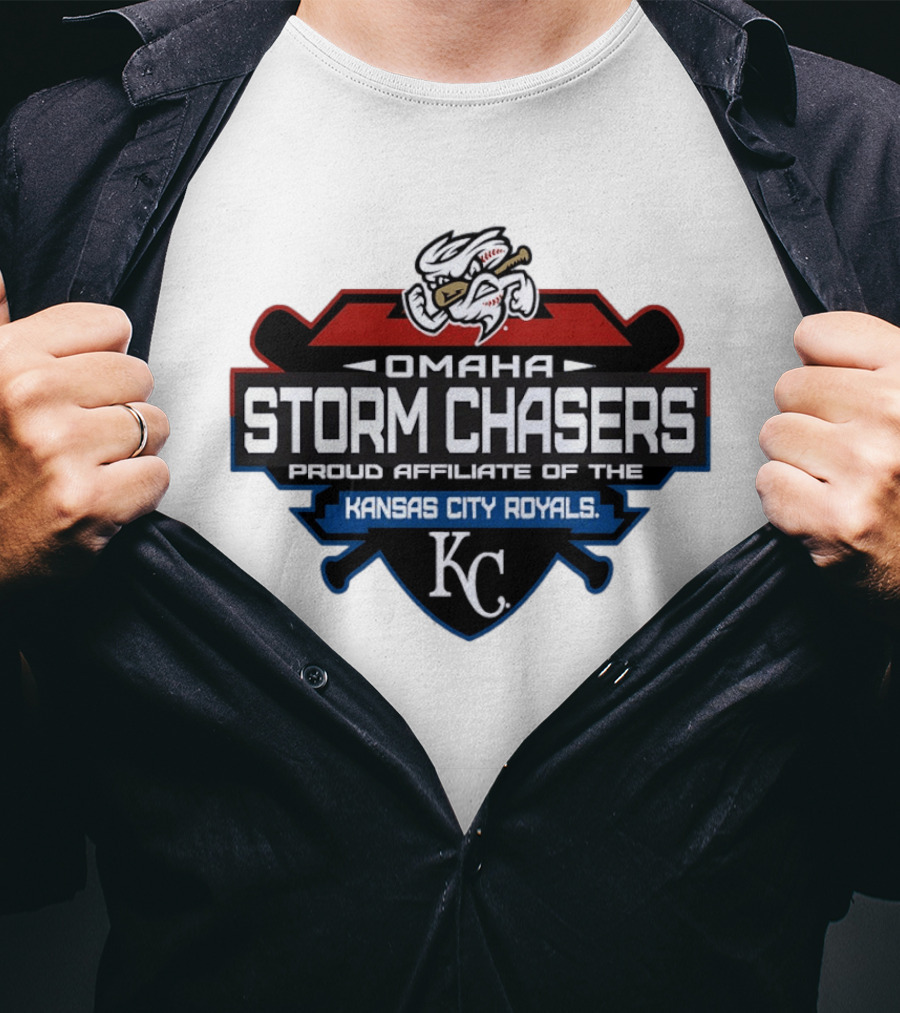 Omaha Storm Chasers Proud Affiliate Kansas City Royals KC Shield T-Shirt