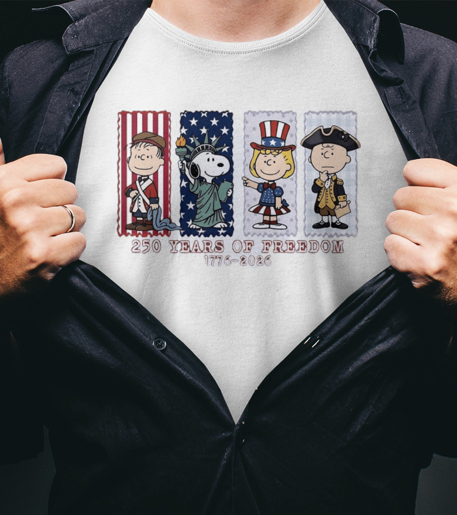 Peanuts 250 Years Of Freedom 1776 2026 America Celebration With Iconic Characters T-Shirt