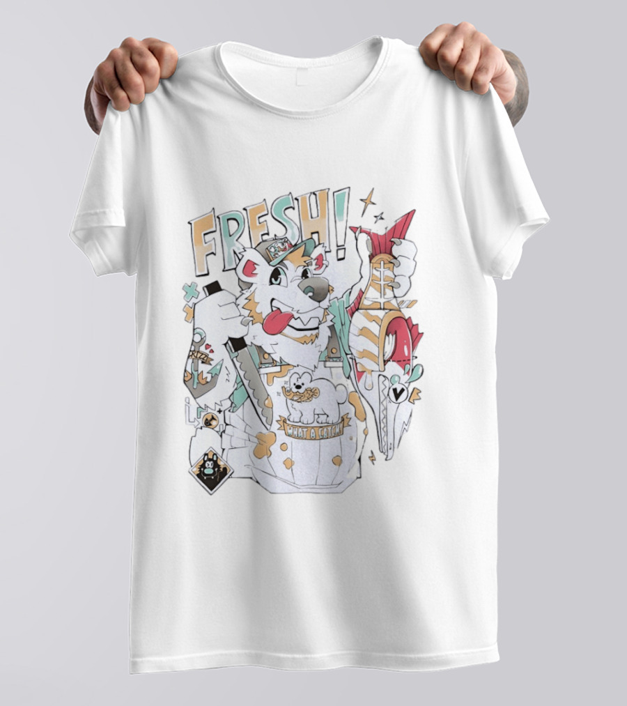 FRESH Polar Bear What A Catch With Fish Animation T-Shirt
