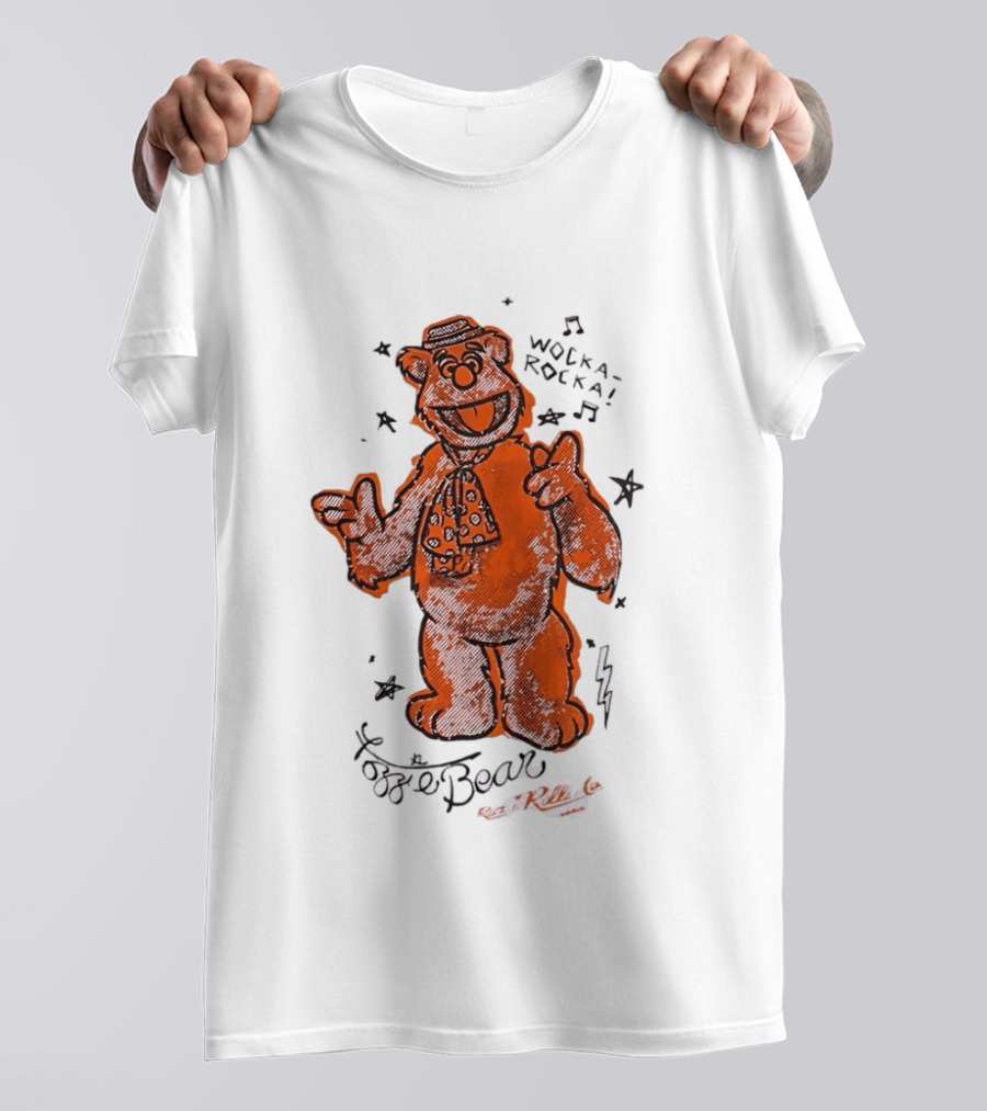 Fozzie Bear Wocka Rocka Rock N Roller Muppet Tie Star Music Notes T-Shirt