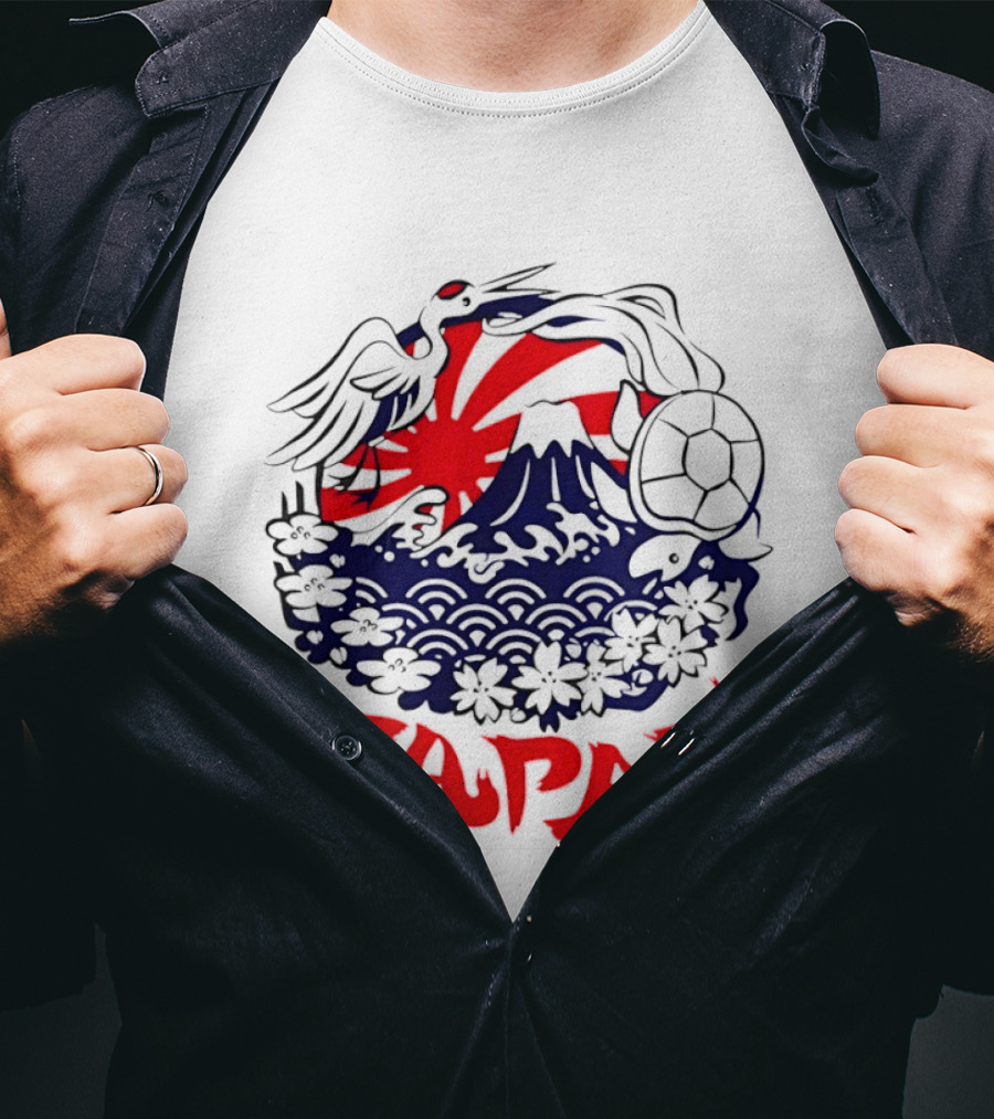 Japan Mt Fuji Crane Turtle Sakura Rising Sun Symbolism T-Shirt