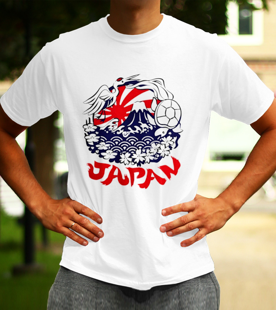 Japan Mt Fuji Crane Turtle Sakura Rising Sun Symbolism T-Shirt