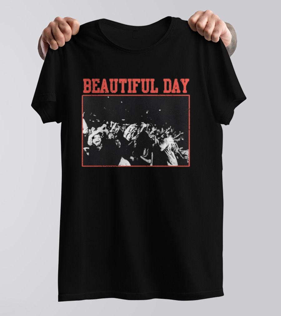 Beautiful Day Crowd Photo Black And White Concert Scene T-Shirt