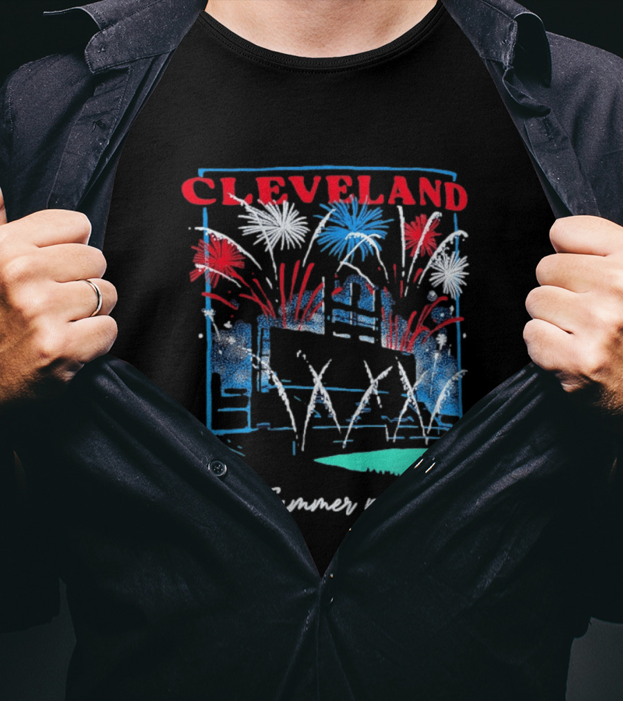 Cleveland Fireworks Summer Nights Baseball City Love T-Shirt