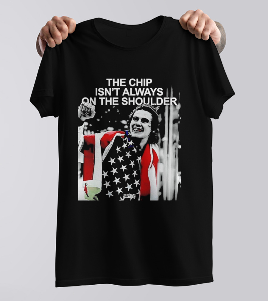 The Chip Isn't Always On The Shoulder Stars And Stripes Tribute NHL Jack Hughes T-Shirt
