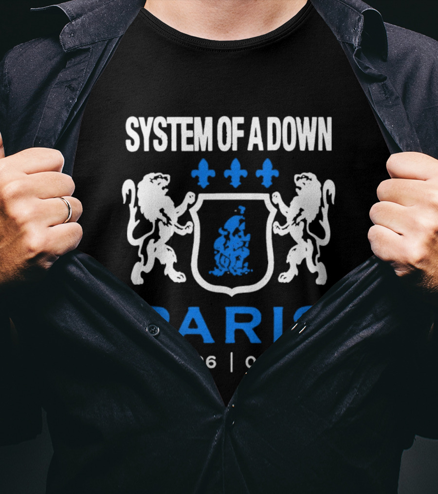 System Of A Down Paris Concert July 2026 Heraldic Crest Lions 02.07.26 04.07.26 T-Shirt