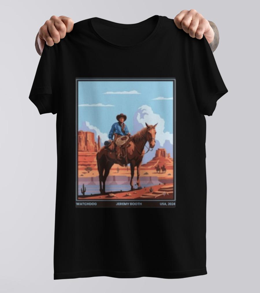 Dog Jeremy Booth USA 2020 Cowboy And Horse Desert Scene T-Shirt