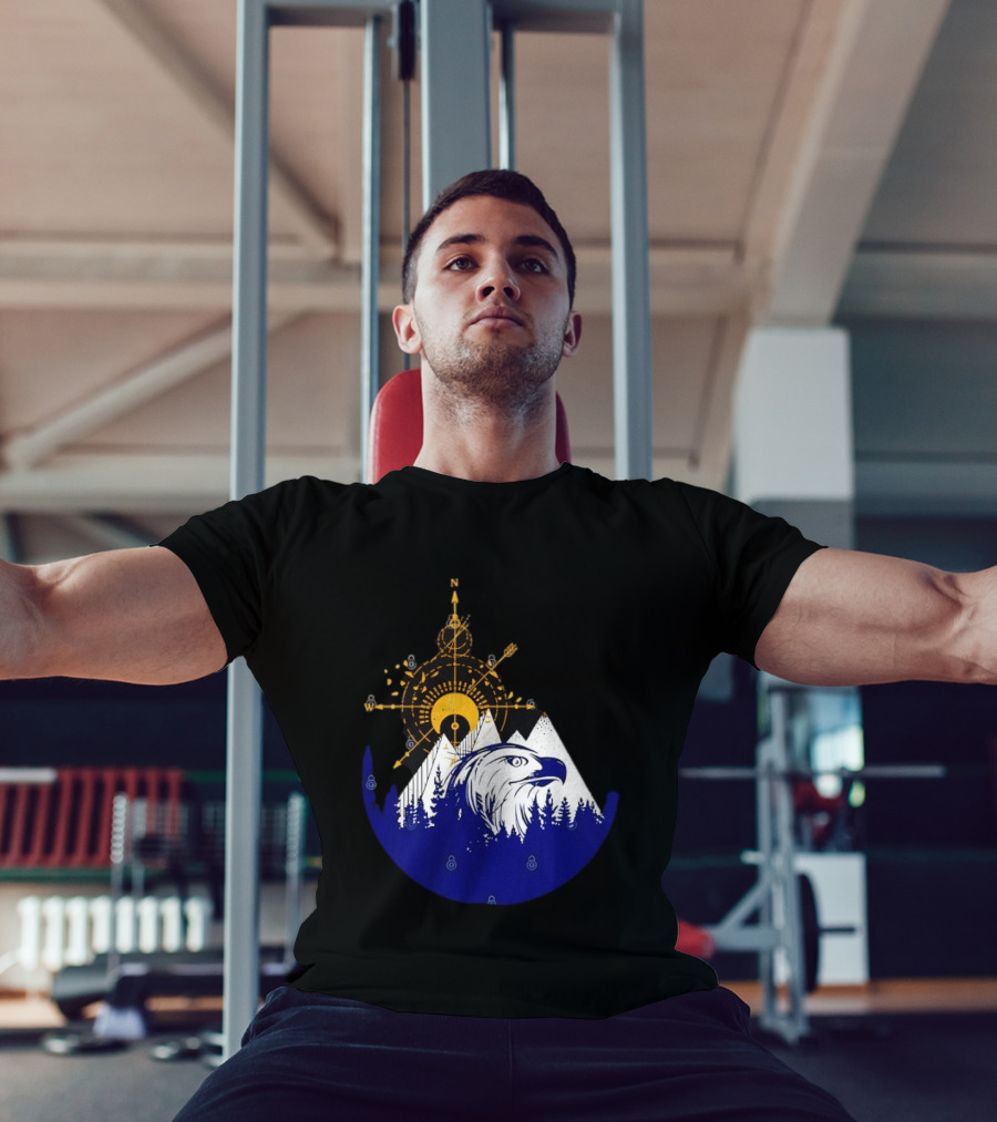 Eagle And Compass With Mountain Forest T-Shirt