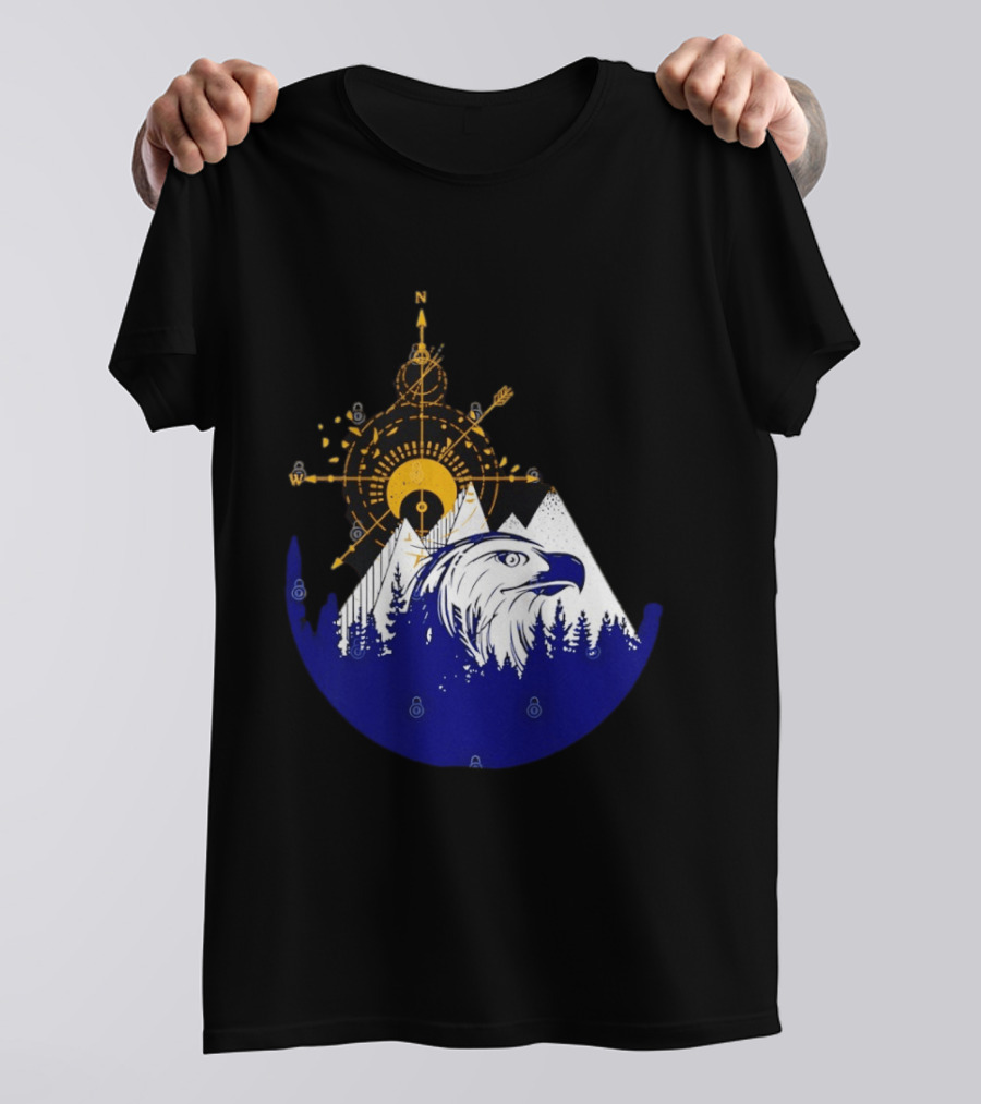 Eagle And Compass With Mountain Forest T-Shirt