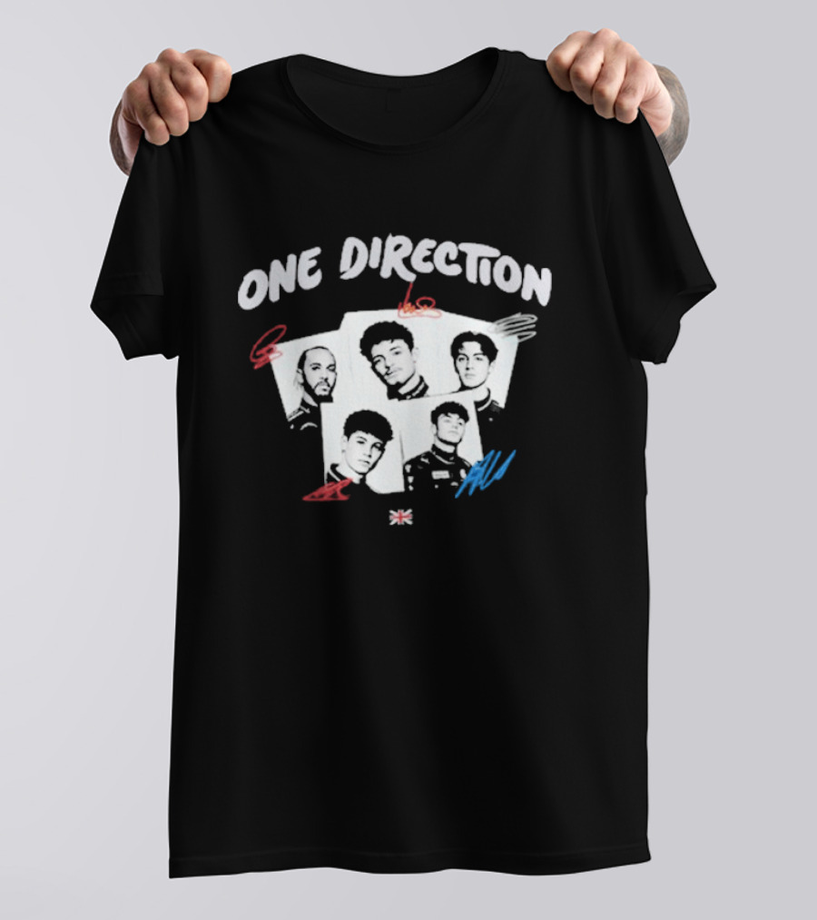 One Direction Band Portraits With Red And Blue Accents T-Shirt