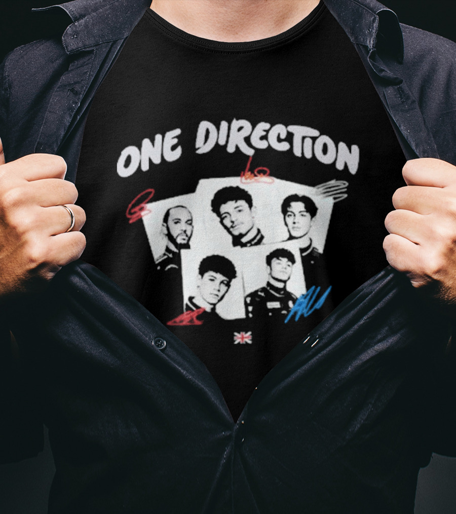 One Direction Band Portraits With Red And Blue Accents T-Shirt