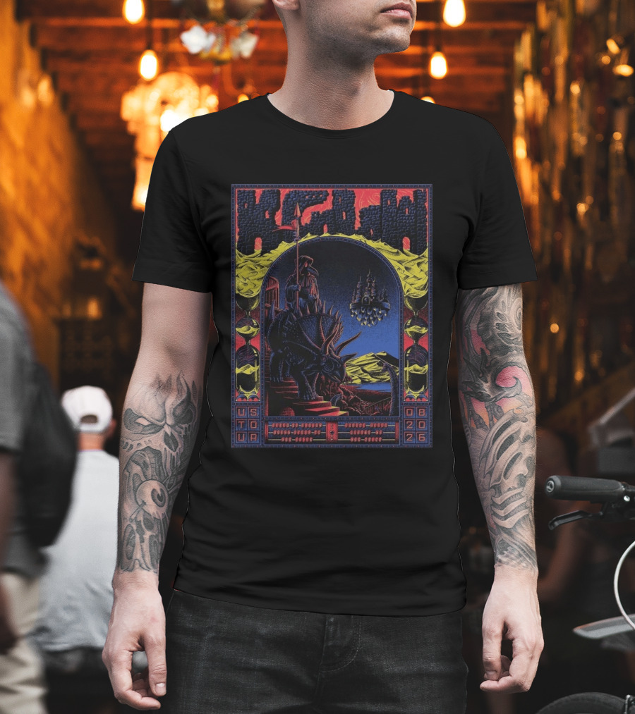 King Gizzard And The Lizard Wizard US Tour 2026 Dinosaur Knight Fantasy Bueno Vista Queens August T-Shirt