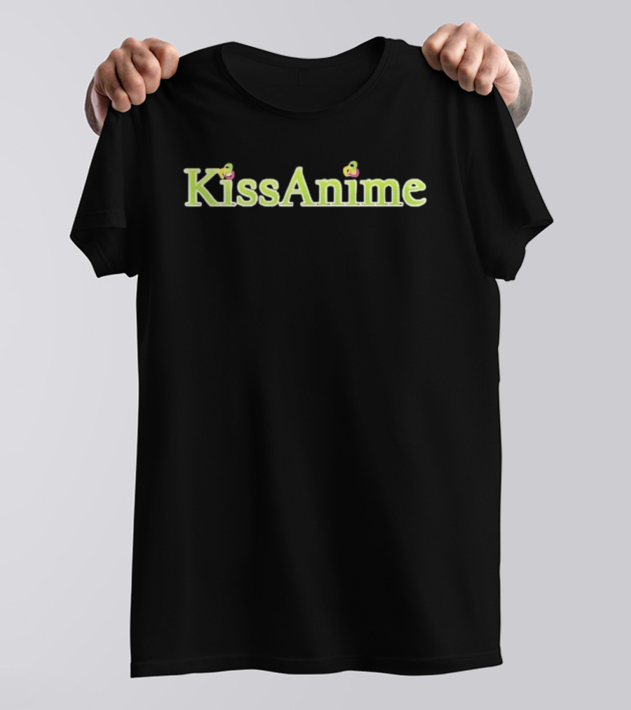 KissAnime Logo With Pink And Green Floral Accents T-Shirt