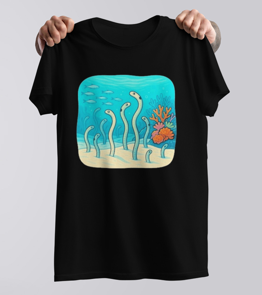 Garden Eels Reef Hawaii With Colorful Coral And Tropical Fish T-Shirt