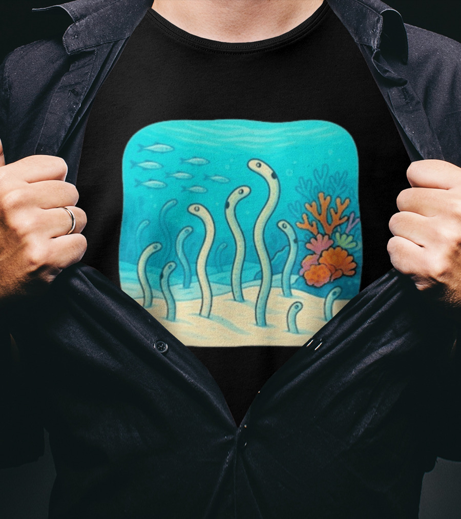 Garden Eels Reef Hawaii With Colorful Coral And Tropical Fish T-Shirt