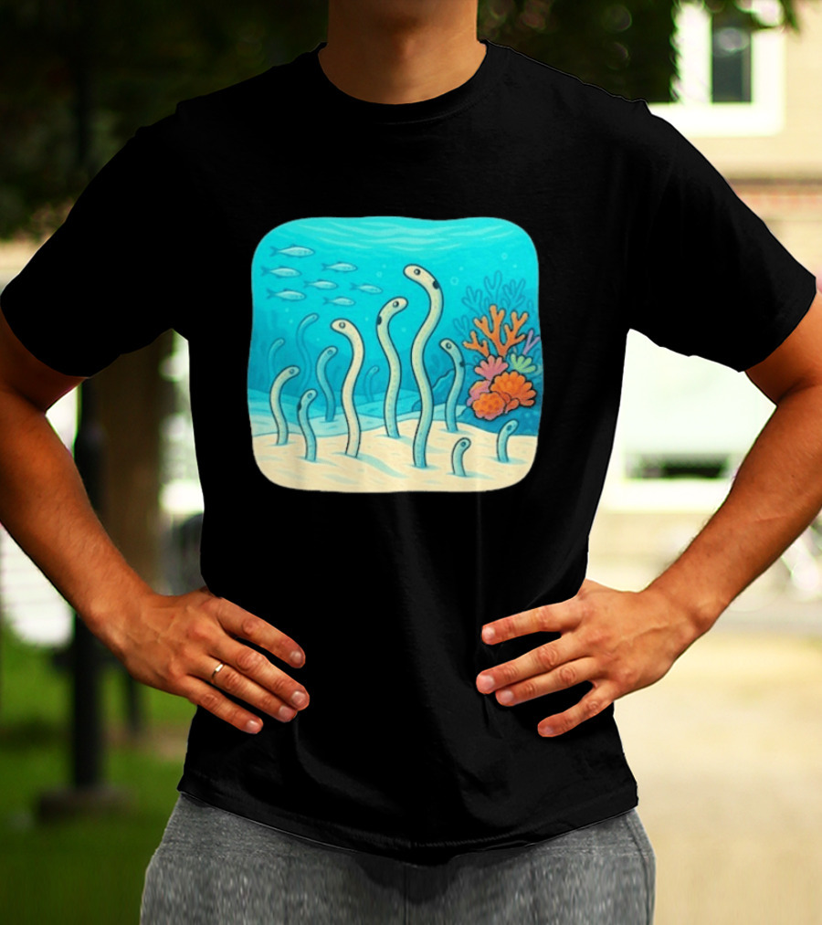 Garden Eels Reef Hawaii With Colorful Coral And Tropical Fish T-Shirt