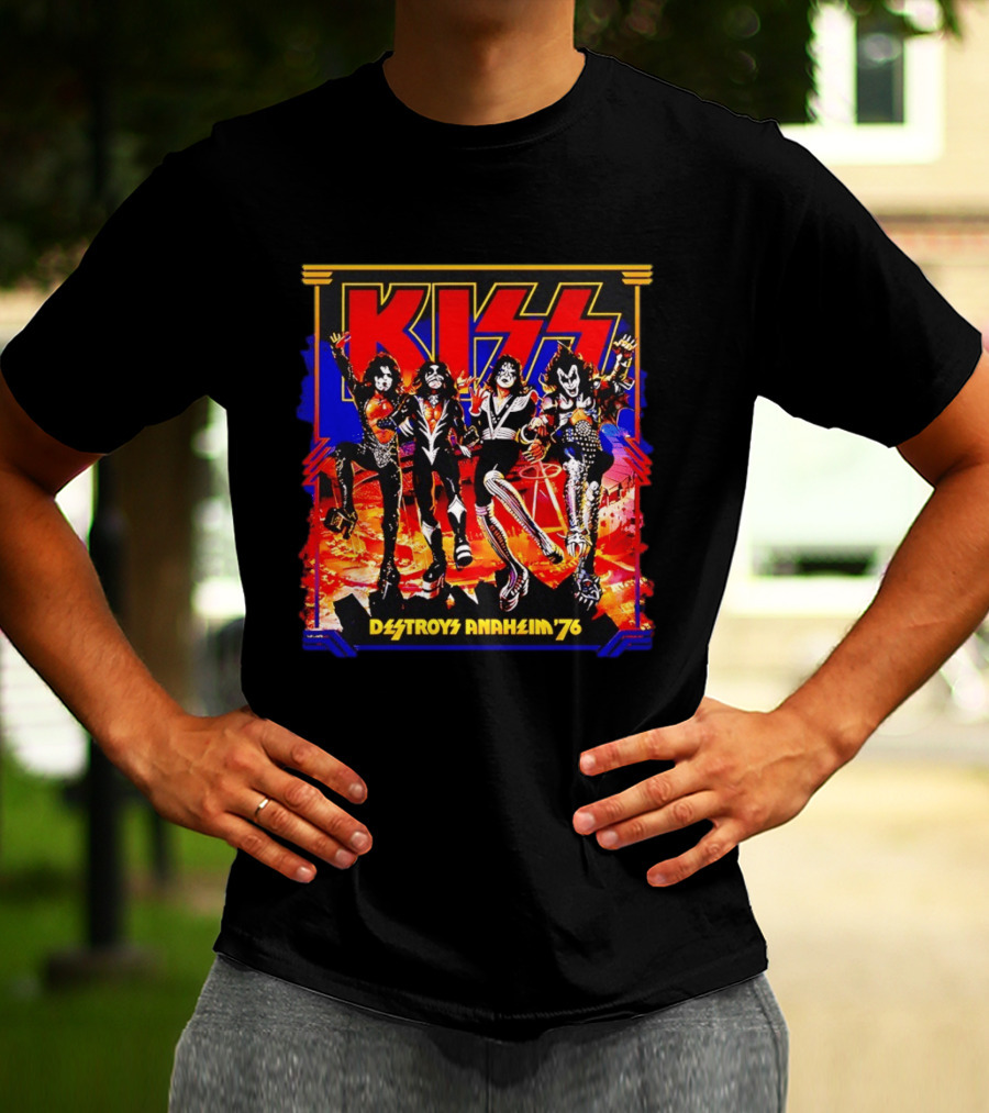 KISS Destroys Anaheim 76 Band Photo Arena Show T-Shirt