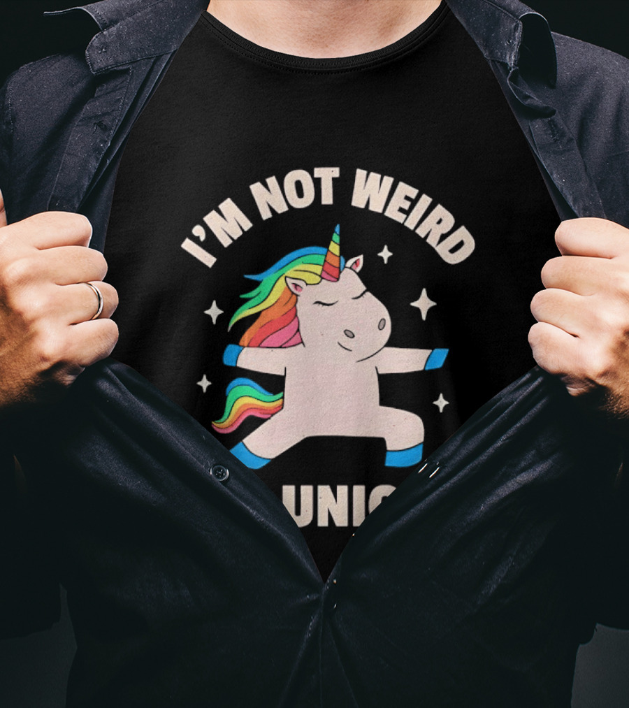 I'm Not Weird I'm Unique Unicorn Dabbing Rainbows T-Shirt