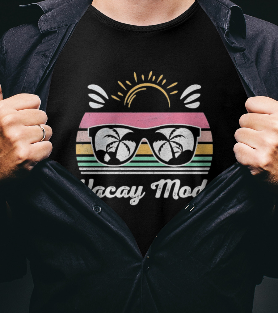 Vacay Mode Sunglasses Palm Tree Sunset Reflection T-Shirt
