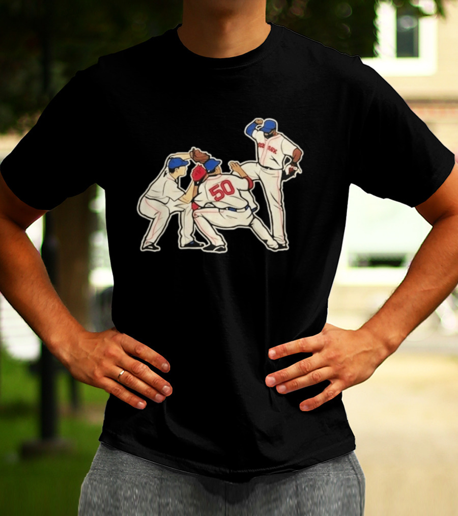 Red Sox Mookie Betts Jackie Bradley Jr Andrew Benintendi Win Dance Repeat Baseball Players Boston Team Celebration T-Shirt