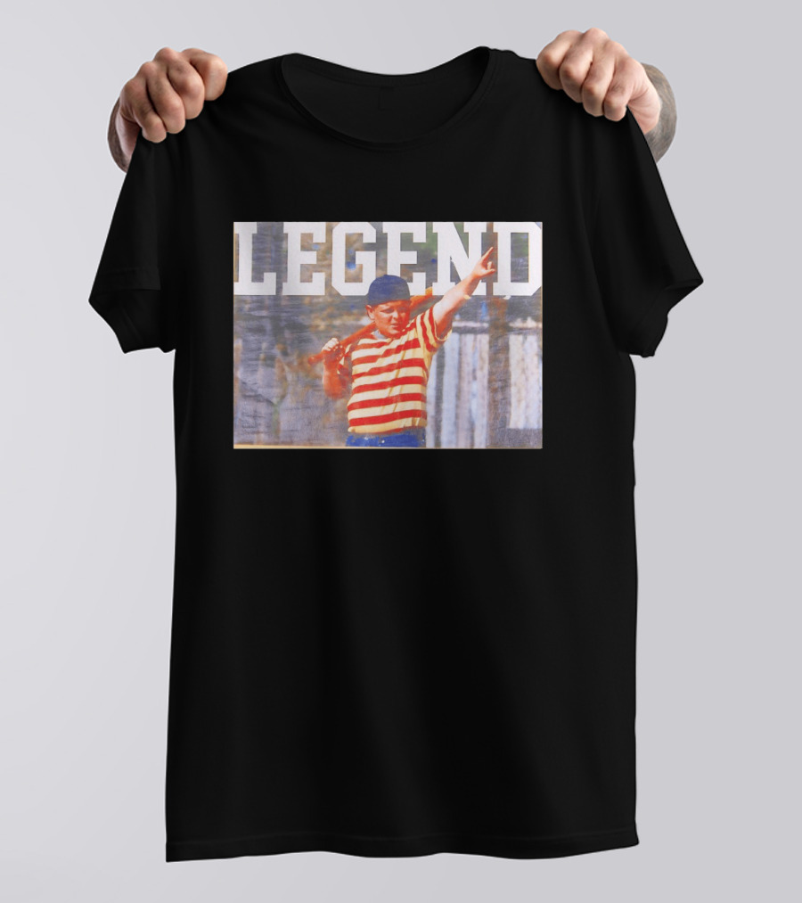 Sandlot Legend Striped Kid Holding Bat Pointing T-Shirt