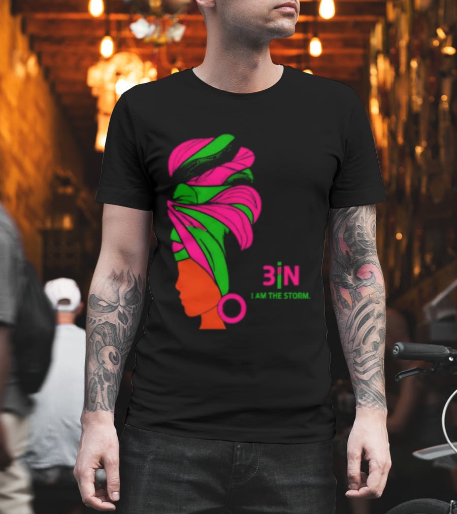 3In I Am The Storm Black Woman Headwrap Lashing Enerol T-Shirt
