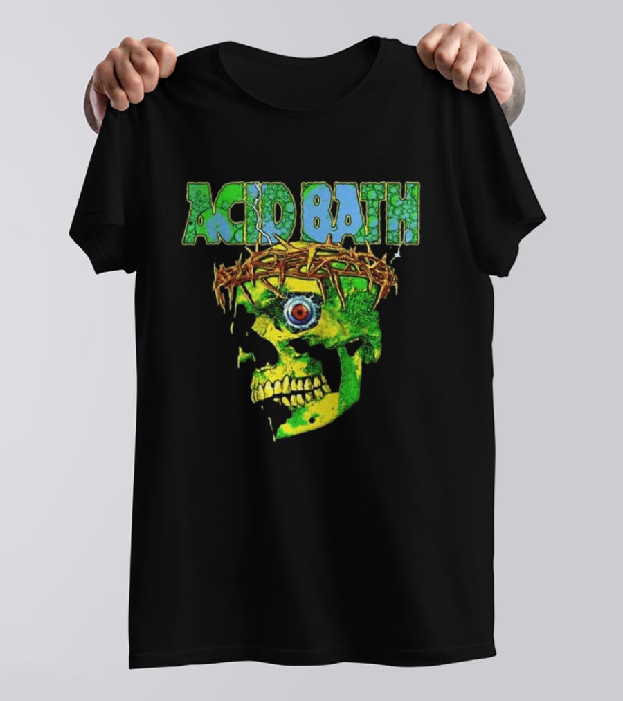 Acid Bath 2026 EU And UK Tour Green Skull Crown Of Thorns Dates Back T-Shirt