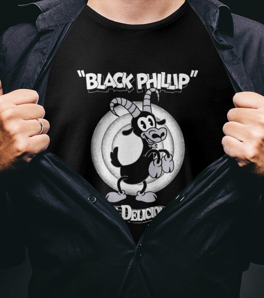Black Phillip Live Deliciously Retro Cartoon Goat T-Shirt